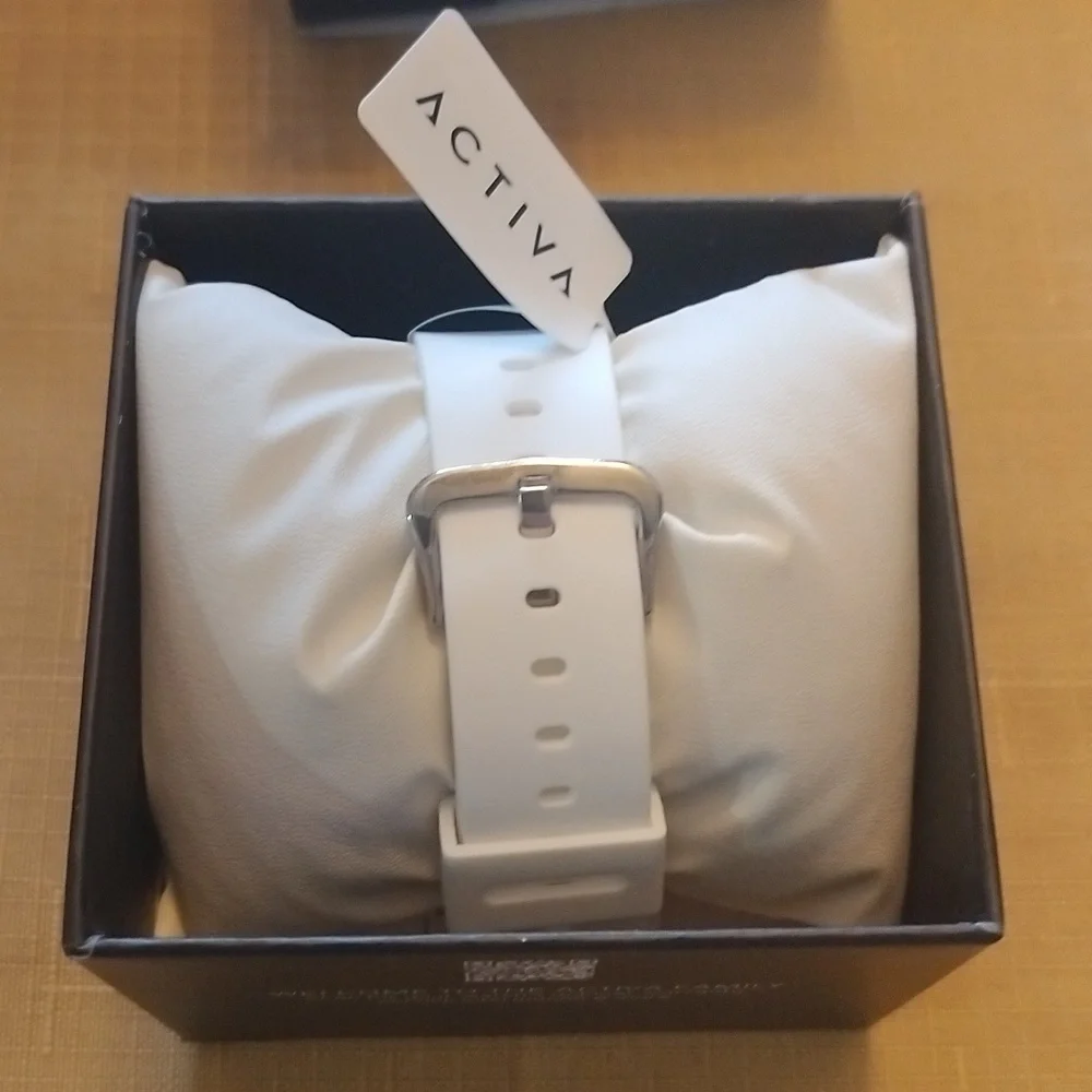 Ativa Dual Time Silver and Black Smartwatch Wrist Band White .